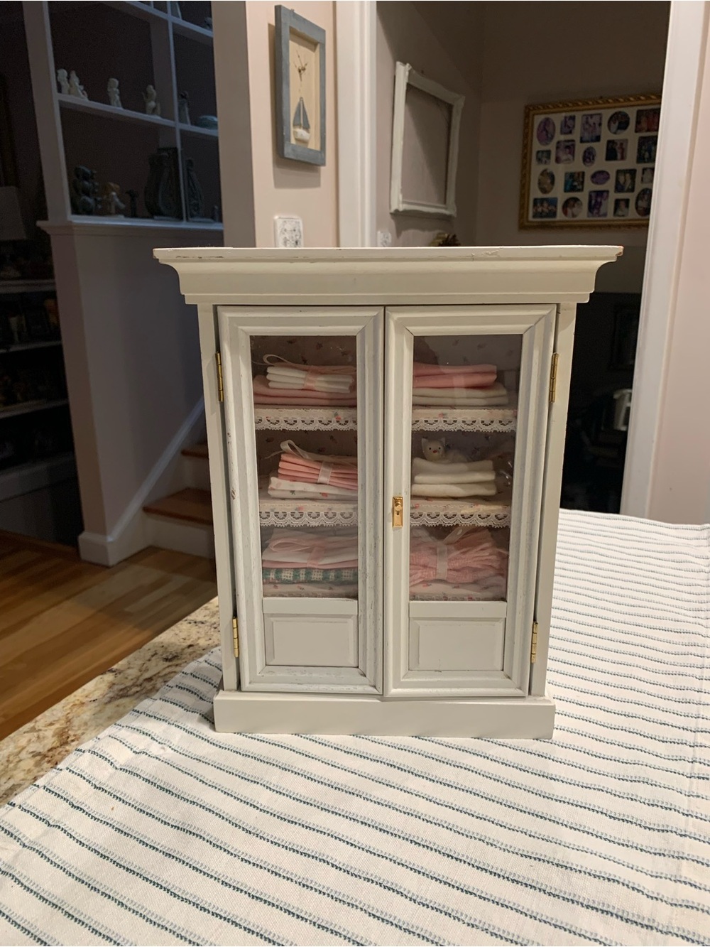 Mystic Valley Traders Cream Mini Doll Cabinet with Glass Doors